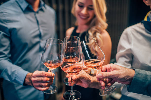 Celebratory toast with wine