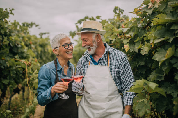 istock Couple drinking rose outdoors 1057979234