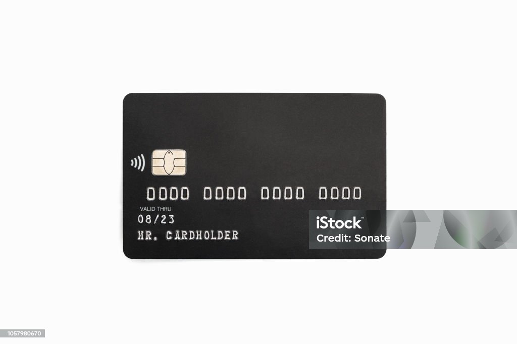 Black credit card isolated on white background Credit Card Stock Photo