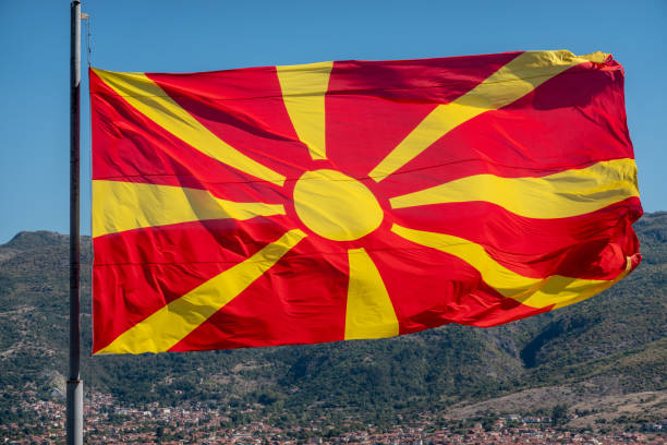 istock Wawing flag of Macedonia 1057982524