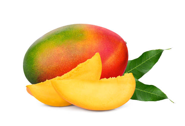 istock whole and slices ripe mango fruit with leaf isolated on white background 1057991576