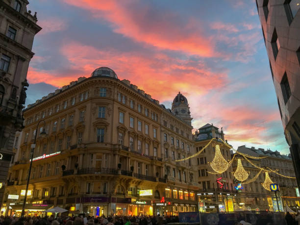 christmas decoration at sunset in vienna city