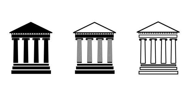verschiedenen klassischen stil fassaden mit säulen - bank column building exterior government stock-grafiken, -clipart, -cartoons und -symbole