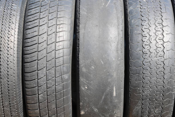 Extreme Cose-up of Used Car Tire.