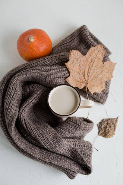 istock Coffee with milk, breakfast. Cozy concept.Autumn 1058004242