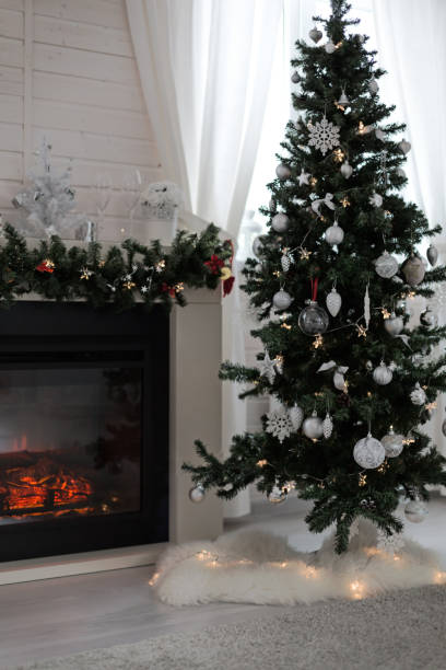 istock Fireplace decorated for Christmas holidays 1058005040