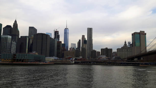 istock view to new york with the suspension bridge 1058008088