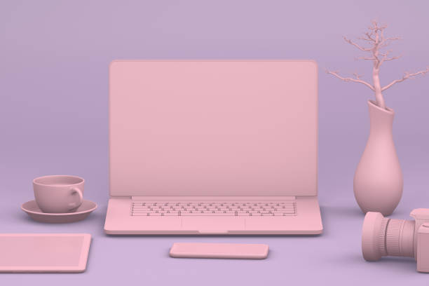 istock Office desktop with Smart Phone, Digital Tablet and Laptop, Technology Concept. 1058008144