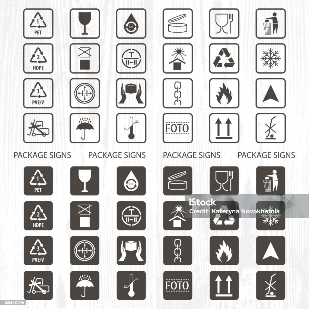 Vector Packaging Symbols Shipping Icon Set Including Recycling Fragile ...