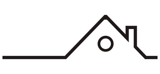 силуэт дома, крыша с дымовой трубой - крыша иллюстрации stock illustrations