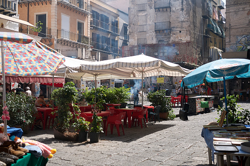 Palermo, Italy - September 07, 2018 : View of Caracciolo square in La Vucciria market