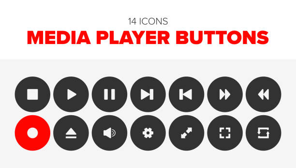 satz von medien-player-tasten - computer icon symbol icon set media player stock-grafiken, -clipart, -cartoons und -symbole