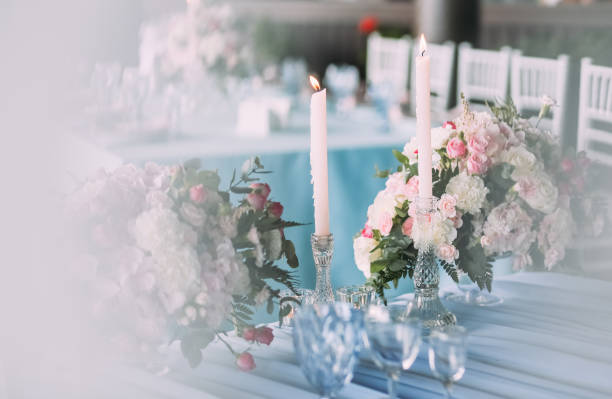 istock table decoration celebration pink white blue flowers 1058020472