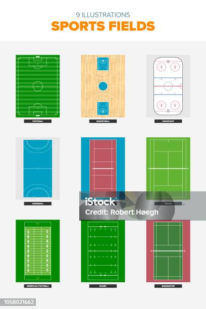 Collection Of Sports Field Illustrations Stock Illustration - Download Image Now - Sports Court, Sports Field, High Angle View