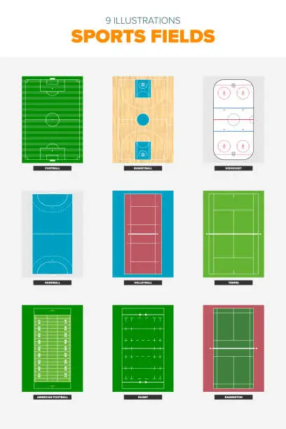 Vector illustration of Collection of sports field illustrations