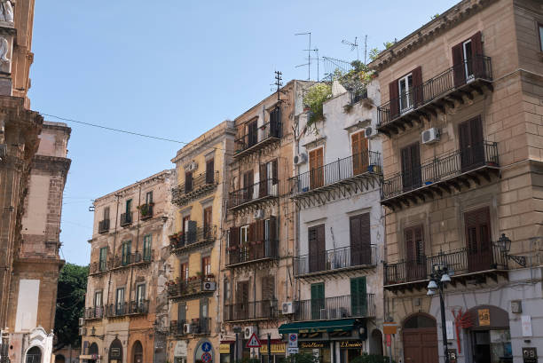 Palermo, Italy Palermo, Italy - September 07, 2018 : Building in san domenico square piazza san domenico stock pictures, royalty-free photos & images