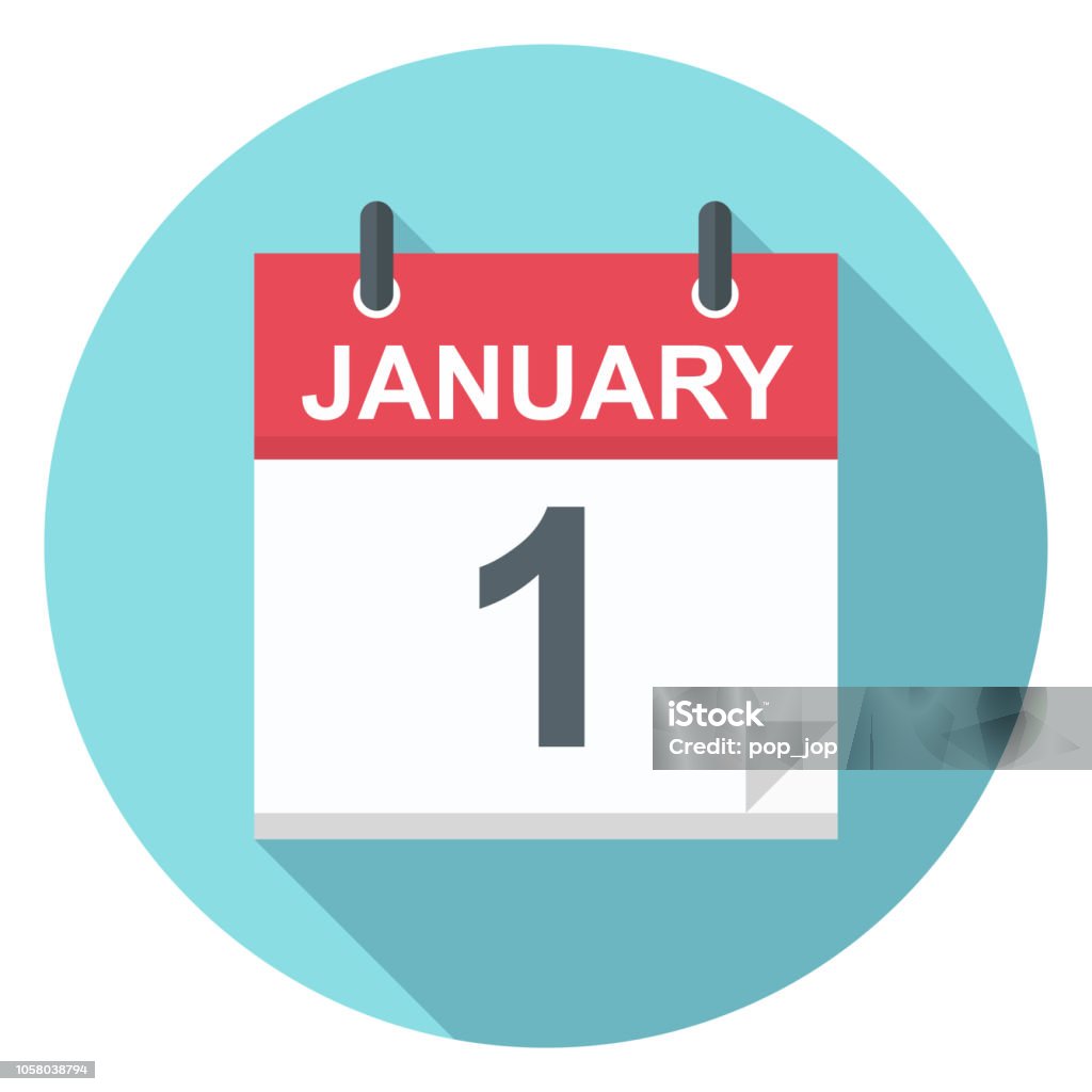 1 월 1 일달력 아이콘 1에 대한 스톡 벡터 아트 및 기타 이미지 - 1, 1월, 2018년 - iStock
