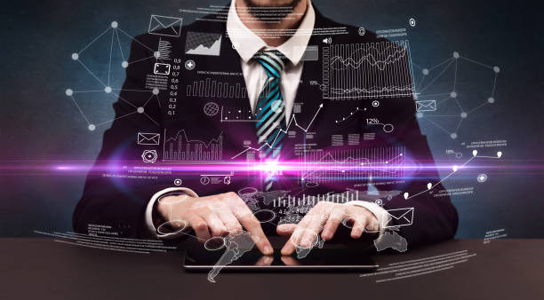 istock Finantial concept with typing businessman 1058039752