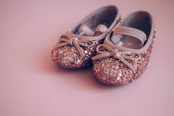 istock Rose Gold Glitter & Pink Toddler Ballet Pumps 1058041656