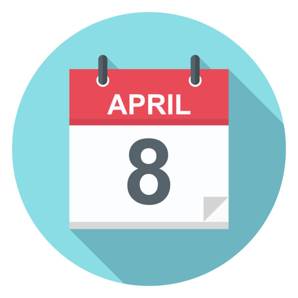 April 8 - Calendar Icon April 8 - Calendar Icon - Vector Illustration flat calendar icon stock illustrations
