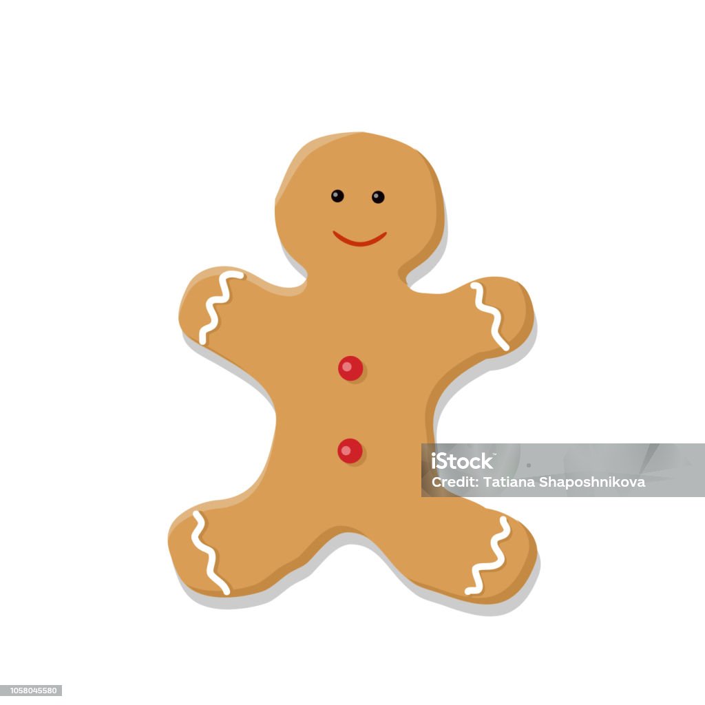 Gingerbread man isolated on white background Vector illustration of gingerbread man isolated on white background Baked Pastry Item stock vector