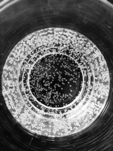 Glass of sparkling water top view