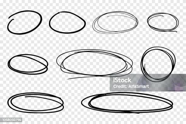 Vector Collection Of Hand Drawn Line Circles Stock Illustration - Download Image Now - Circle, Drawing - Activity, Doodle