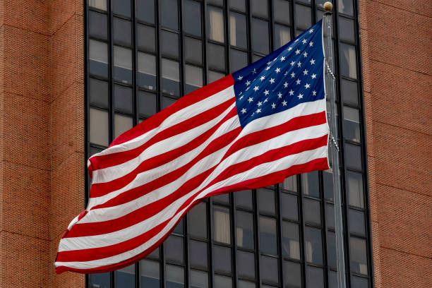 istock usa flag in philadelphia tower building 1058053838