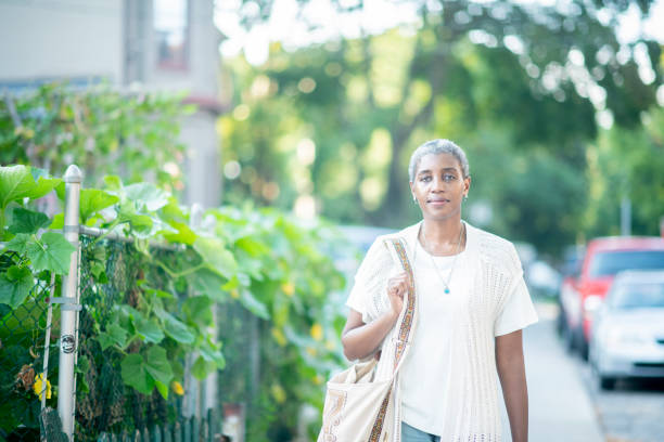 istock Walking down a residential street 1058056318