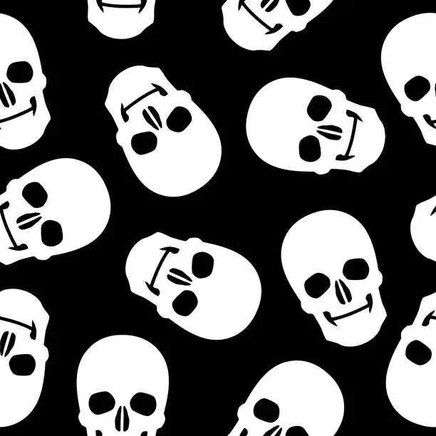 Vector illustration of Large Smiling Skulls Seamless Pattern