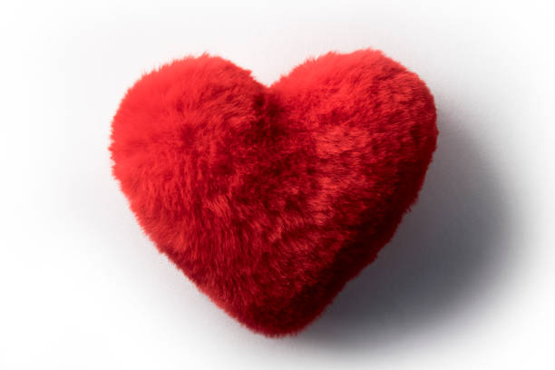 corazón rojo de forma mullida almohada o cojín que representa amor - cushion pillow textile luxury fotografías e imágenes de stock