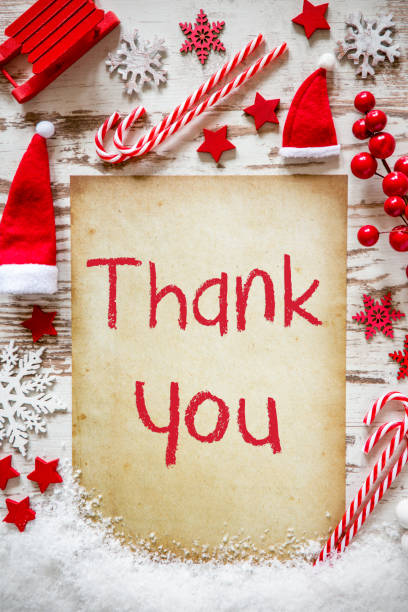 istock Bright Christmas Flat Lay, Snow, Thank You 1058061064