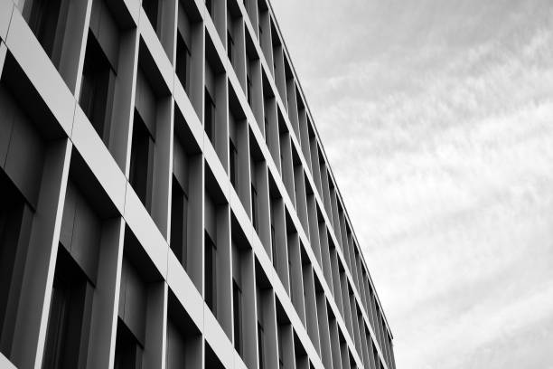 istock Modern building.Modern office building with facade of glass. Black and white. 1058063280