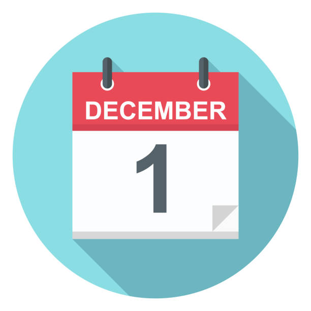 December 1 Calendar Icon Stock Illustration - Download Image Now - December,  Calendar, Number 1 - iStock
