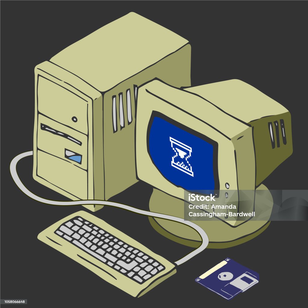 Old Computer Graphs Old Computer Stock Illustration - Download Image Now - 1990-1999 ...