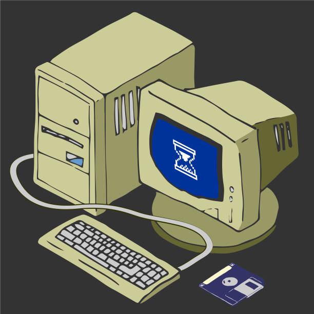 Old Computer vector art illustration