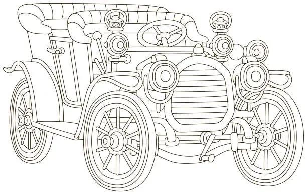 Vector illustration of Funny old toy vintage car