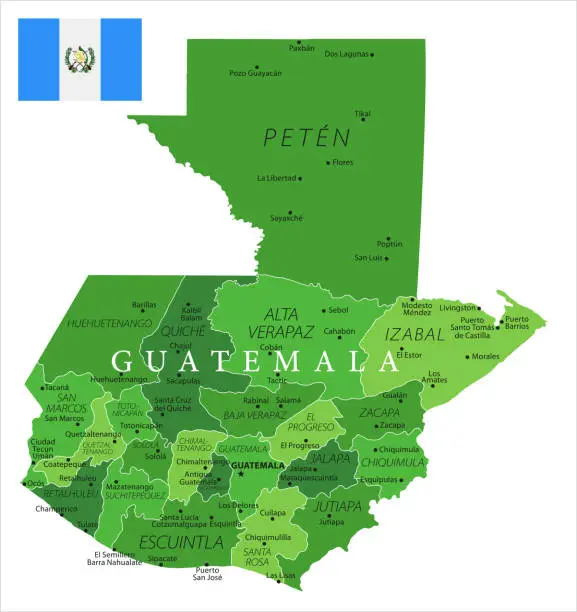 Vector illustration of 15 - Guatemala - Green Isolated 10