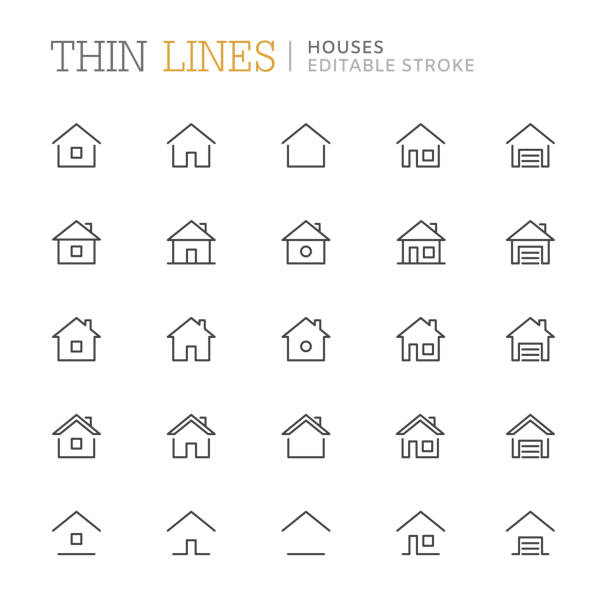 коллекция домов, связанных с иконами линии. редактируемый штрих - дом stock illustrations
