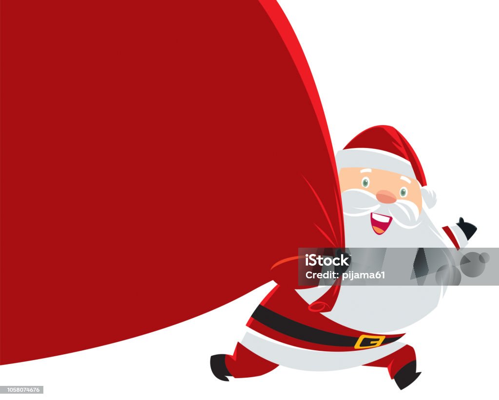 Santa Claus pulling huge bag of gifts Vector Santa Claus pulling huge bag of gifts Santa Claus stock vector