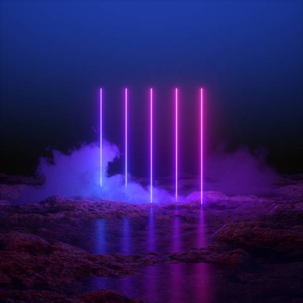 istock 3d render, glowing vertical lines, mystic smoke, neon lights, abstract psychedelic background, ultraviolet, spectrum vibrant colors, laser show 1058076566