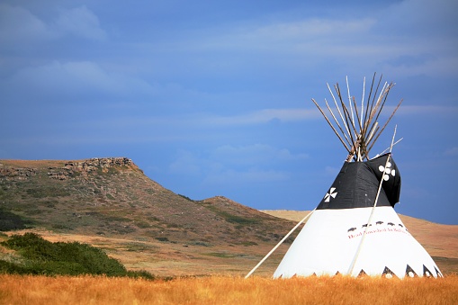 Teepee At Head Smashed In Buffalo Jump Alberta, A World Heritage Site