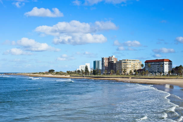 пейзажное изображение пляжа хоби в порт-элизабет, южная африка. - port elizabeth стоковые фото и изображения