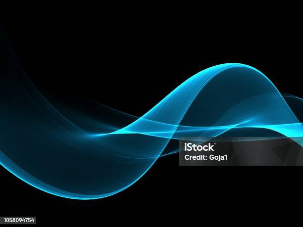 Abstract Blue Flow Wave Background Stock Photo - Download Image Now - Black Background, Wave Pattern, Abstract