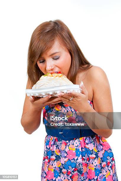 Girl Eat Cake Stock Photo - Download Image Now - Adult, Baked Pastry Item, Bizarre