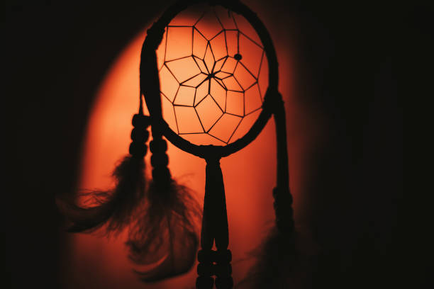 Cinematic scene with Dreamcatcher including feathers and copyspace