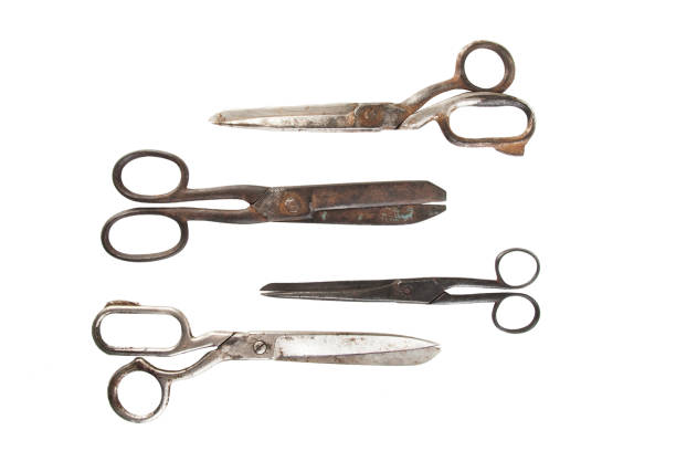 Old rusty scissors tool closeup