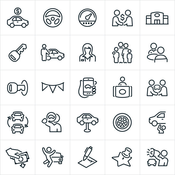 ilustraciones, imágenes clip art, dibujos animados e iconos de stock de auto ventas iconos - repair shop illustrations