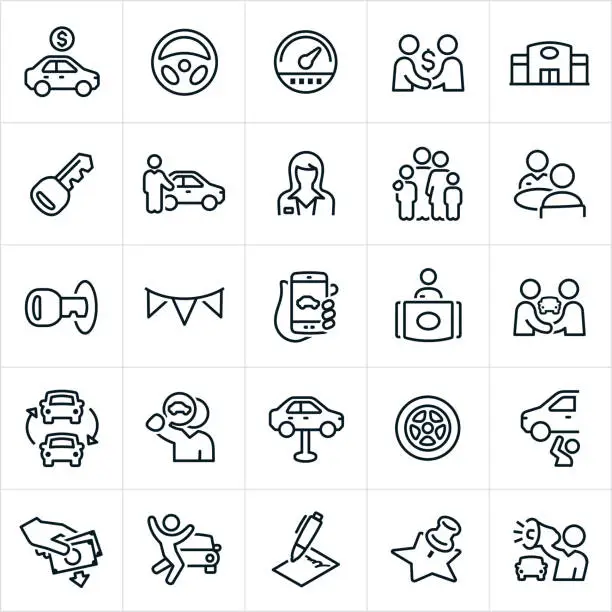 Vector illustration of Auto Sales Icons
