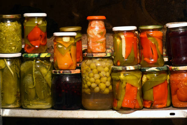 istock Jars on the shelf in basement larder 1058125908